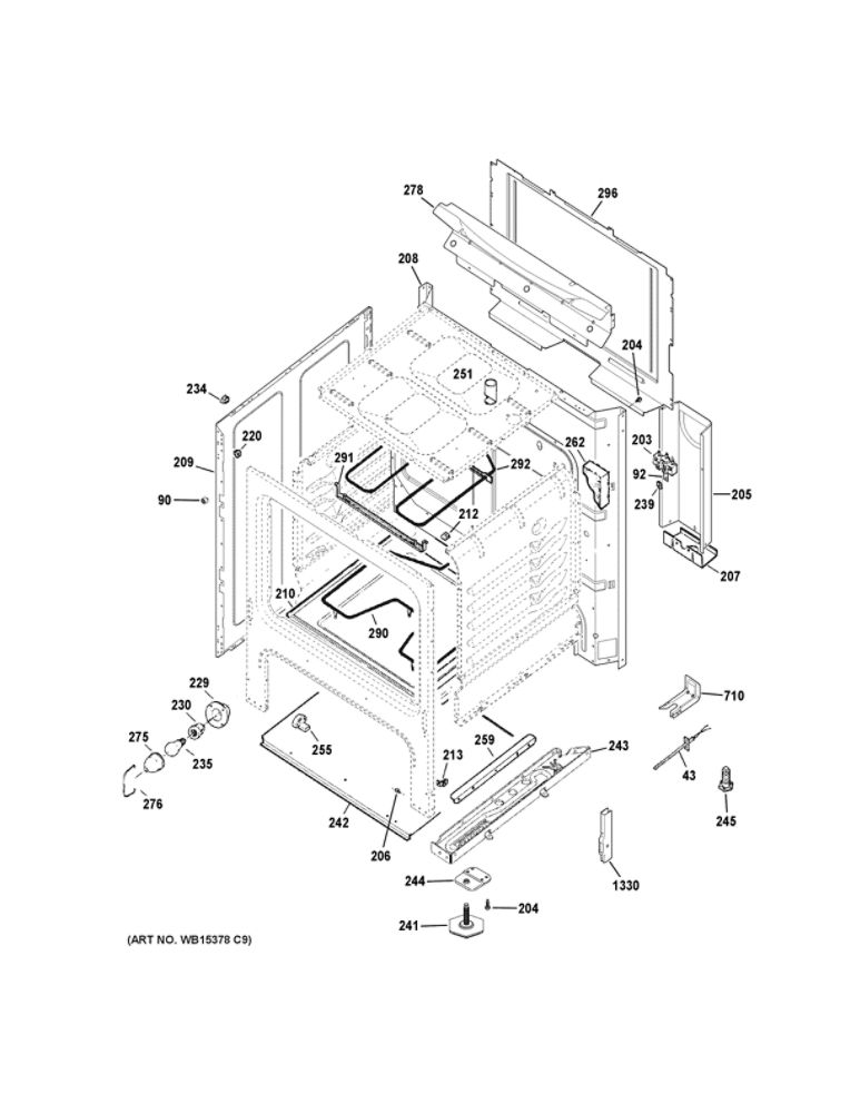 Body Parts Diagram and Parts List for JBS360DM2WW  General Electric Range
