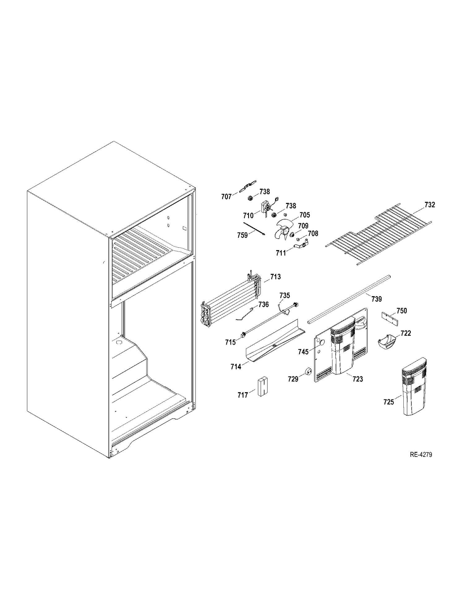 FZ SECTION Diagram and Parts List for GTRS0KBZALSS  General Electric Refrigerator