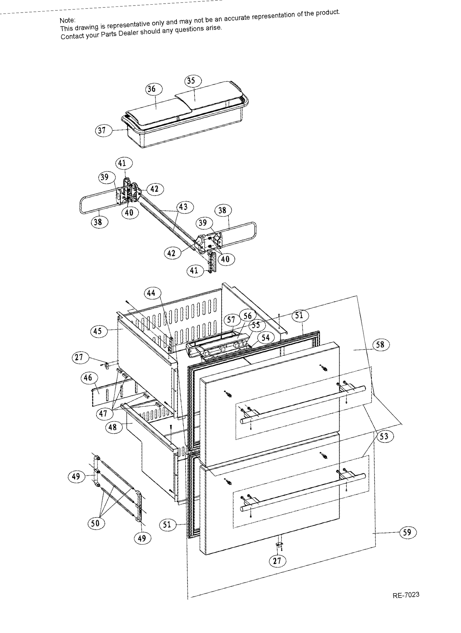DRAWER Diagram and Parts List for DD410RS  General Electric Refrigerator