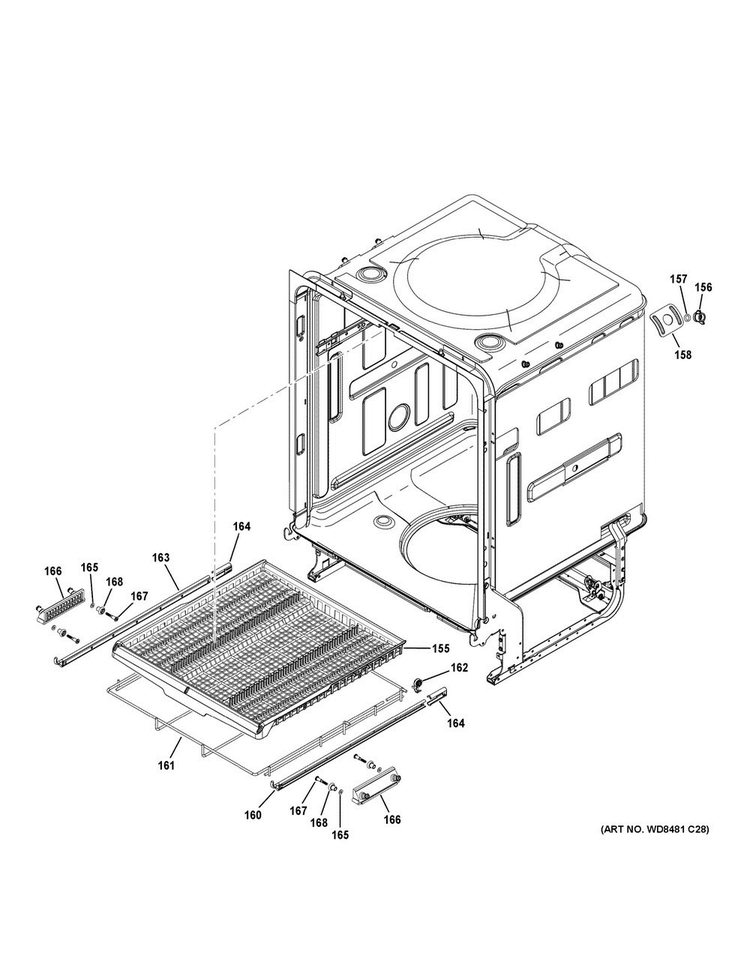 Body Parts Diagram and Parts List for GDT590SSJ7SS  General Electric Dishwasher