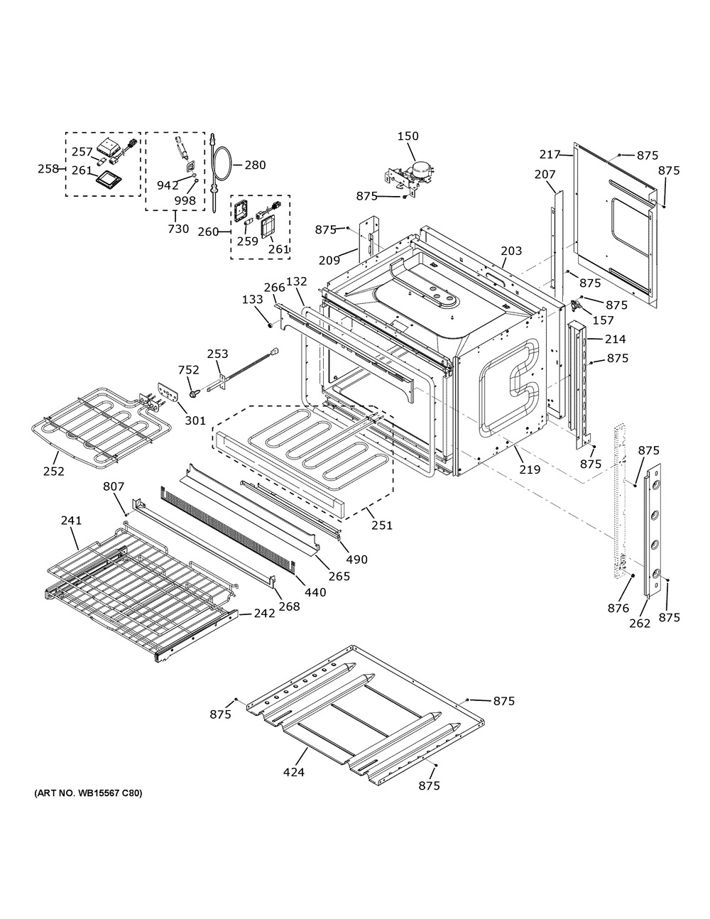 Body Parts Diagram and Parts List for CKS70DP2N4S1  General Electric Wall Oven