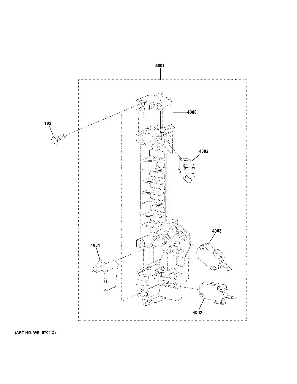 Latch Board Parts Diagram and Parts List for PVM9225SR1SS  General Electric Microwave