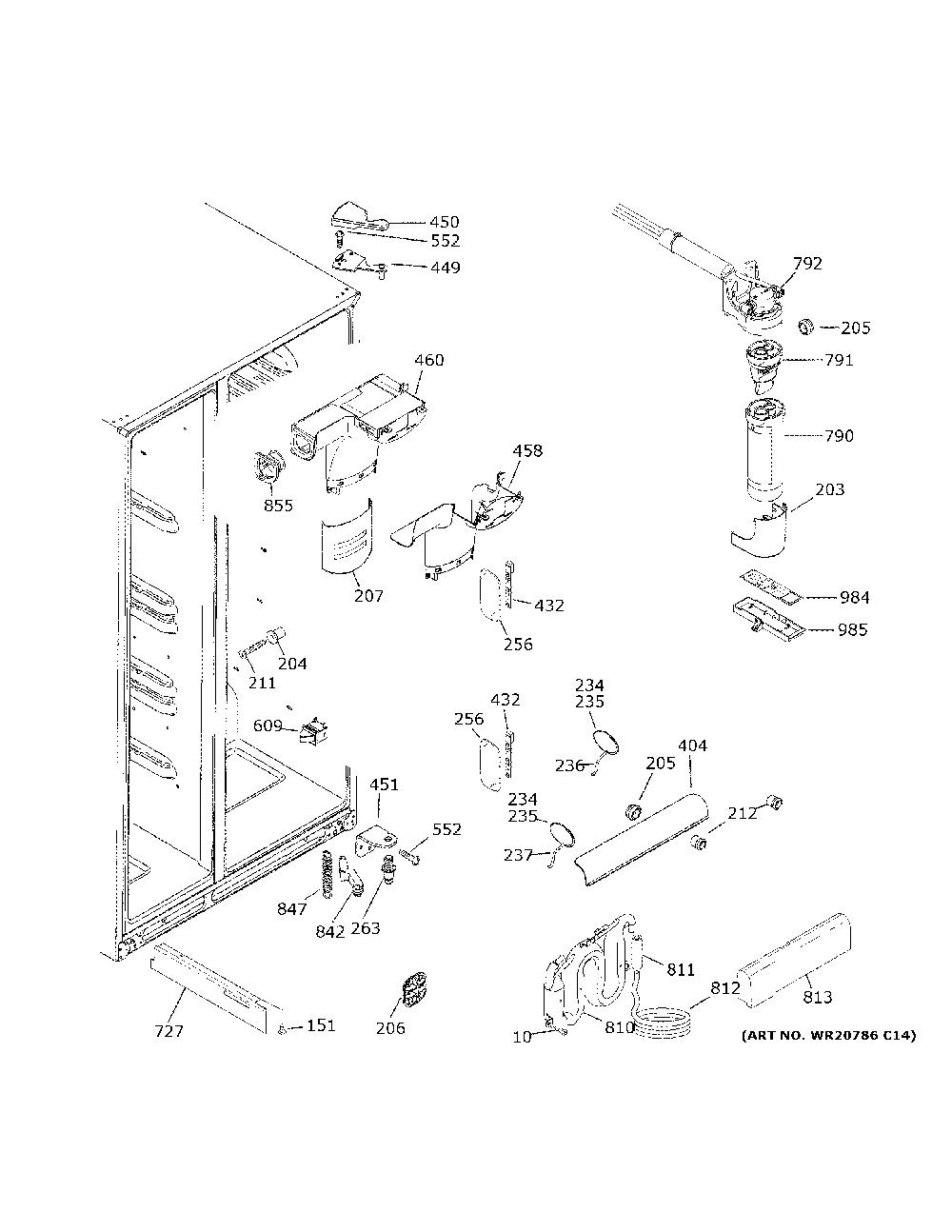 Fresh Food Section Diagram and Parts List for PSS28KYHECFS  General Electric Refrigerator