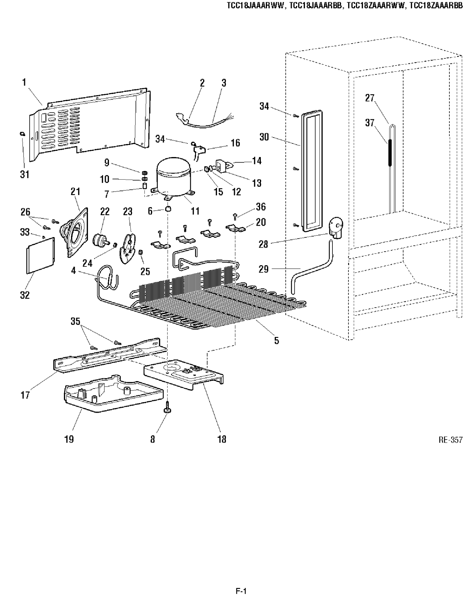 SYSTEM GROUP 2 Diagram and Parts List for TCX18JAAARWW  General Electric Refrigerator