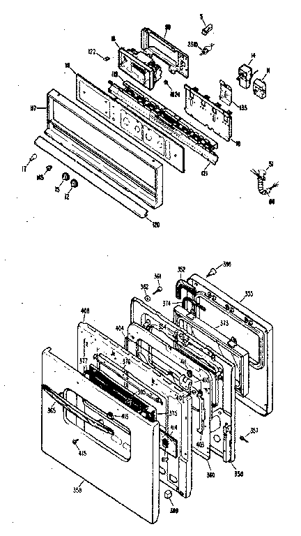 Control & Door Diagram and Parts List for JKP070J3  General Electric Wall Oven