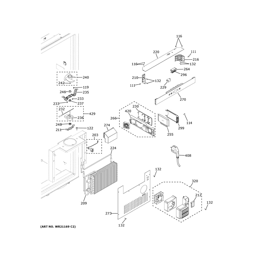 Fresh Food Section Diagram and Parts List for ZIR361NPRDII  General Electric Freezer