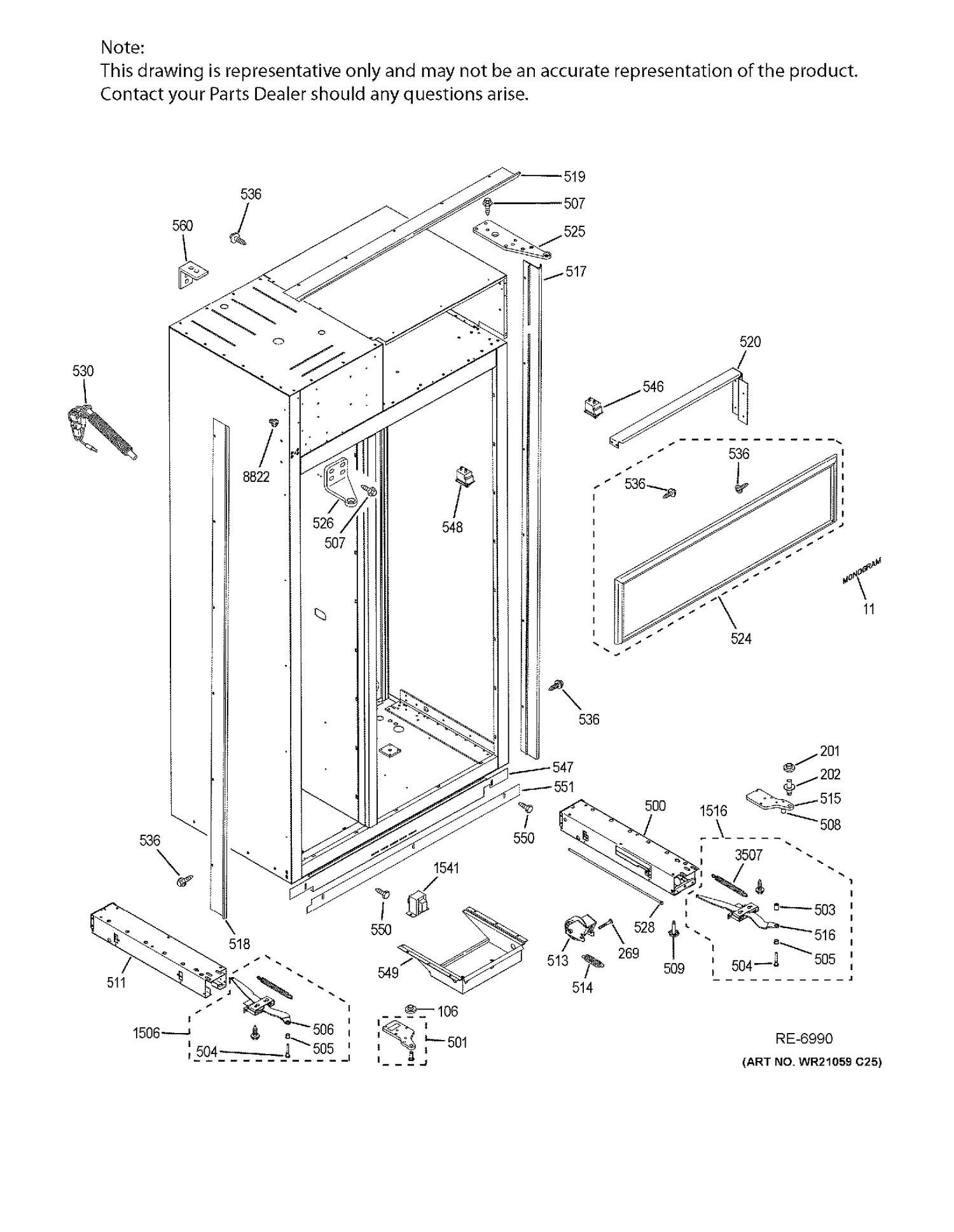 CASE PARTS Diagram and Parts List for ZISS420NKBSS  General Electric Refrigerator