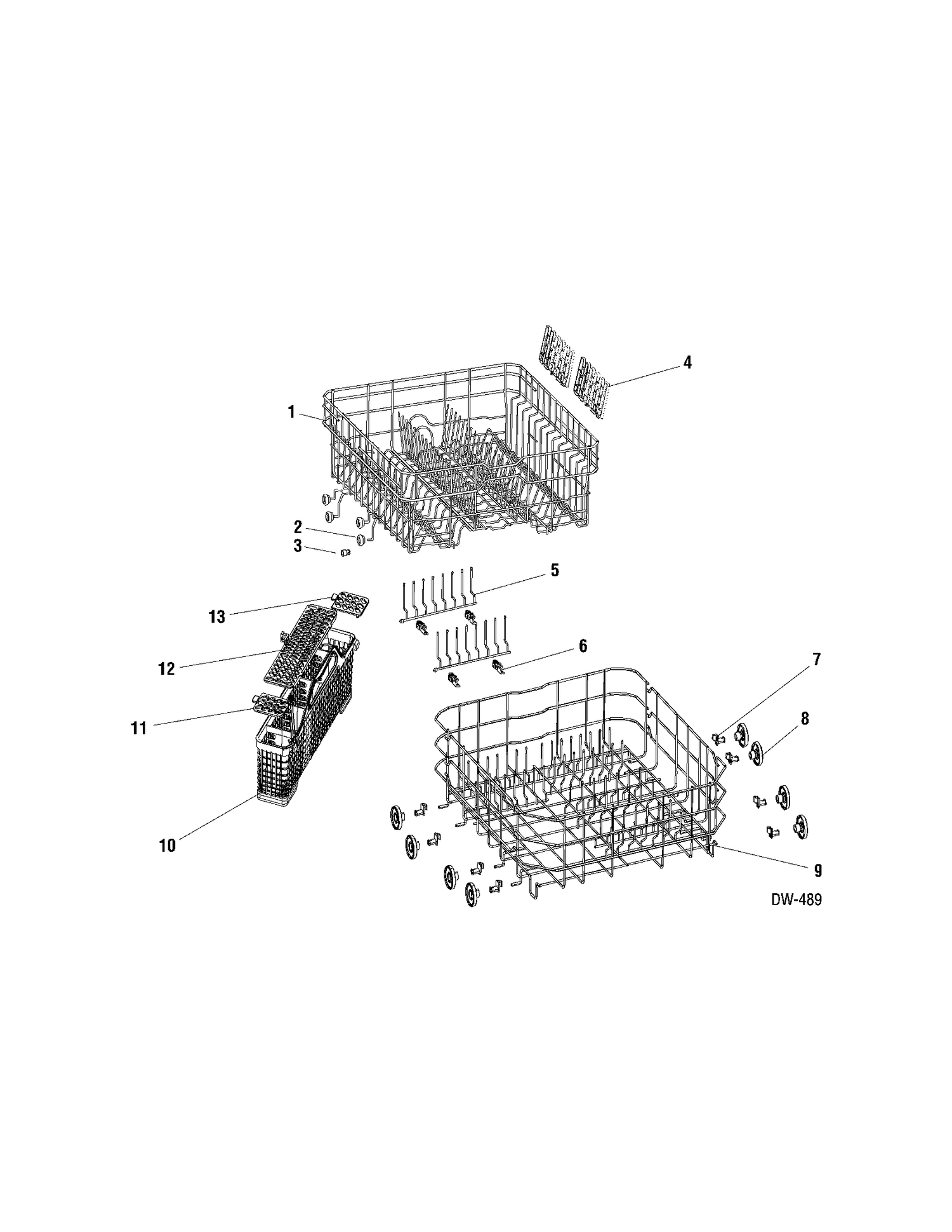 RACKS Diagram and Parts List for GDWF760V0SS  General Electric Dishwasher