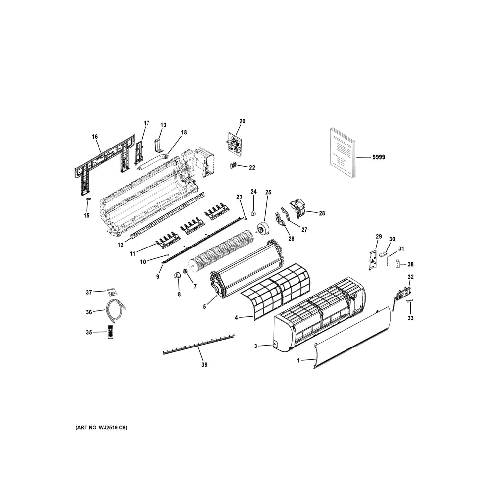 Room Air Conditioner Diagram and Parts List for HW24HN2DAB1  General Electric Air Conditioner