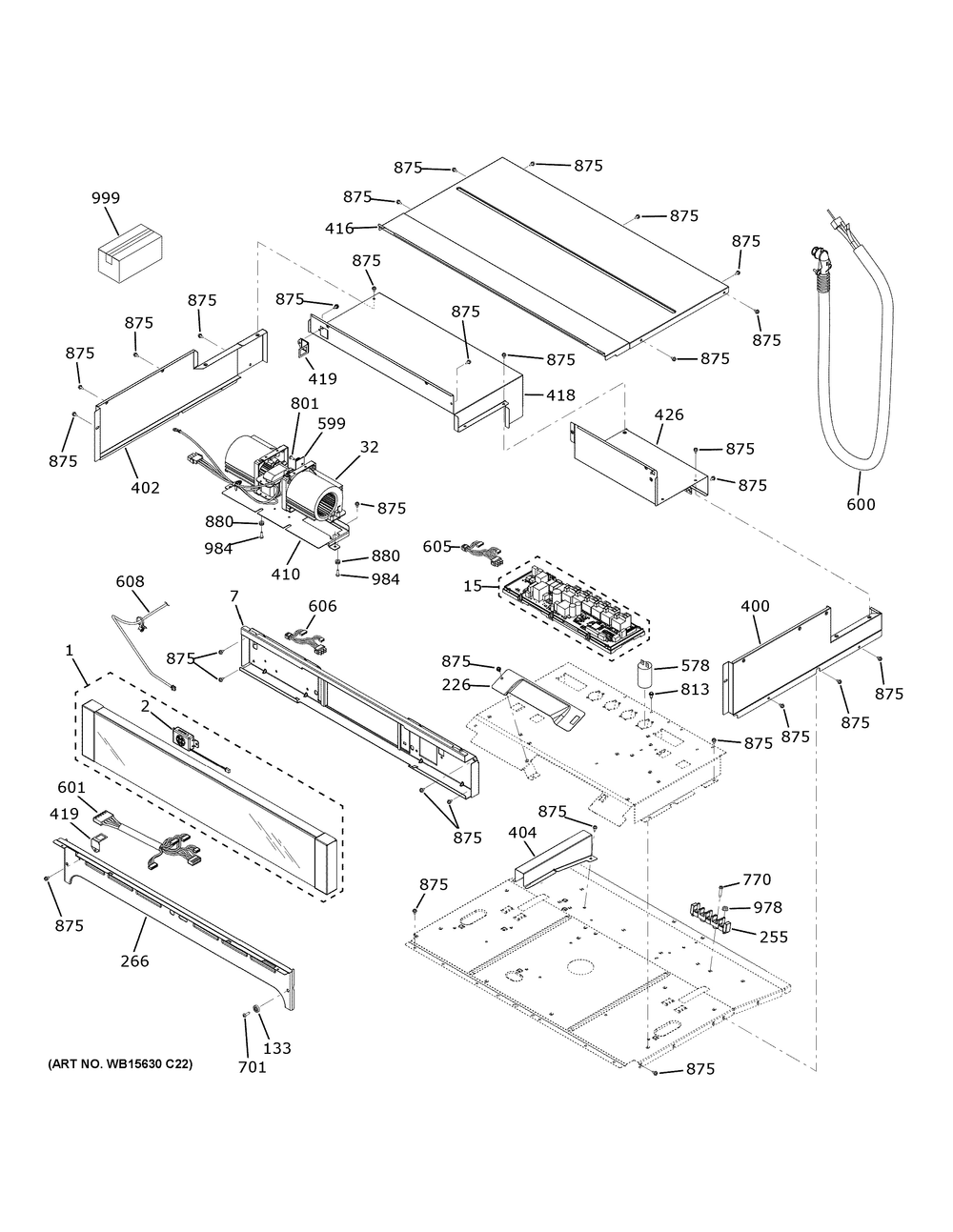 Control Panel Diagram and Parts List for PTS9000SN5SS  General Electric Wall Oven