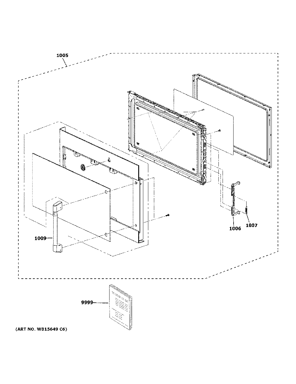 Door Parts Diagram and Parts List for CVM519P2P8S1  General Electric Microwave