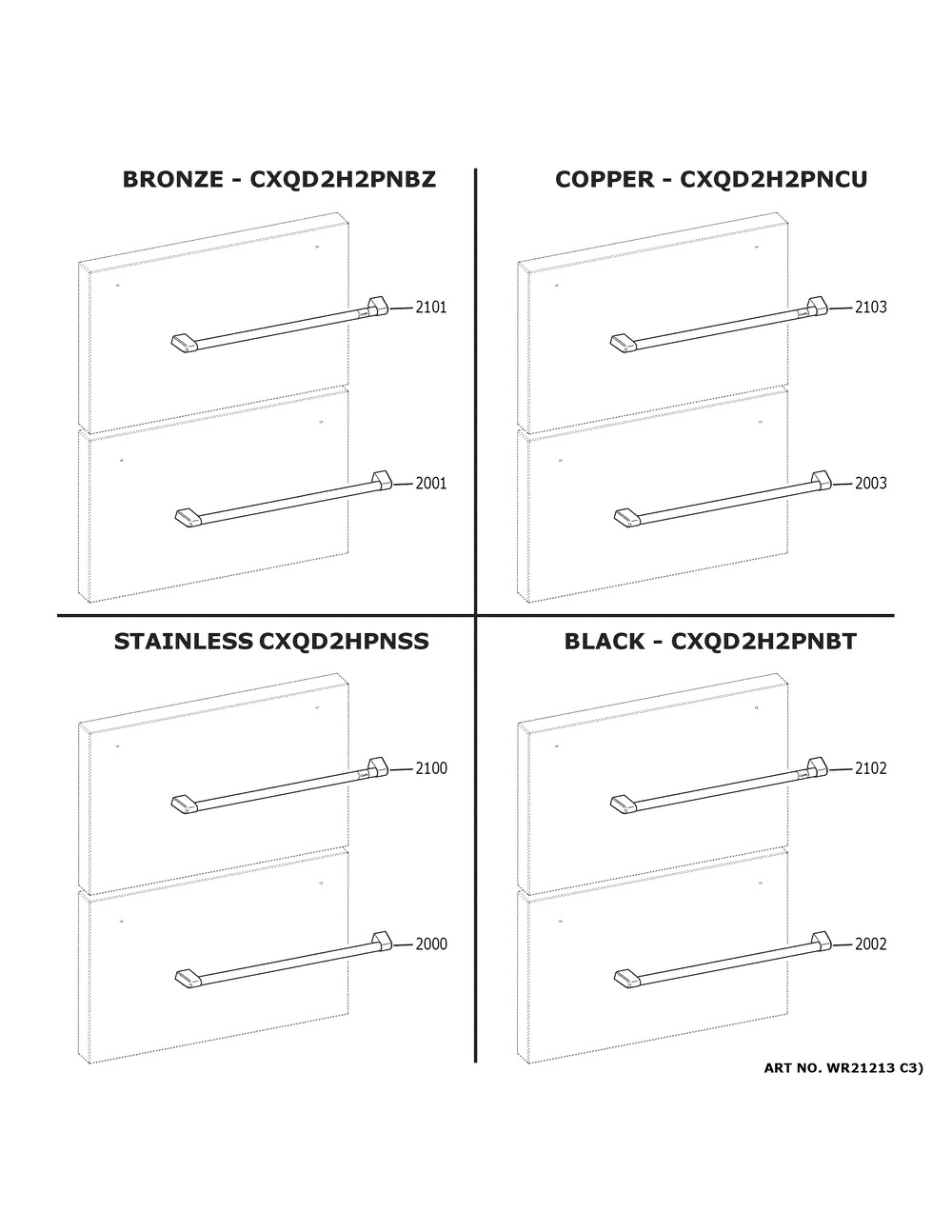 Cafe Customization Diagram and Parts List for CDE06RP2NAS1  General Electric Refrigerator