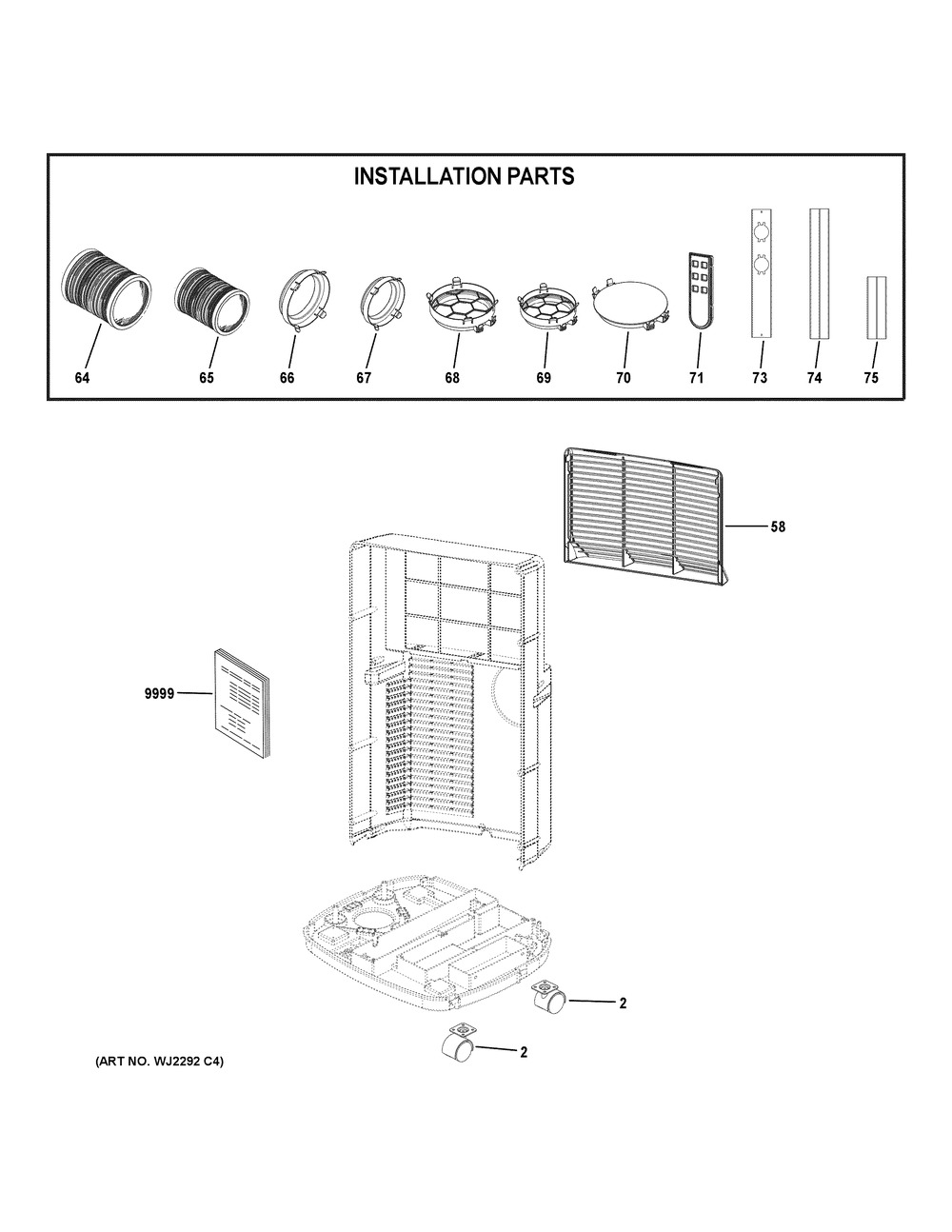 Room Air Conditioner Diagram and Parts List for HPND14XHT-E  General Electric Air Conditioner