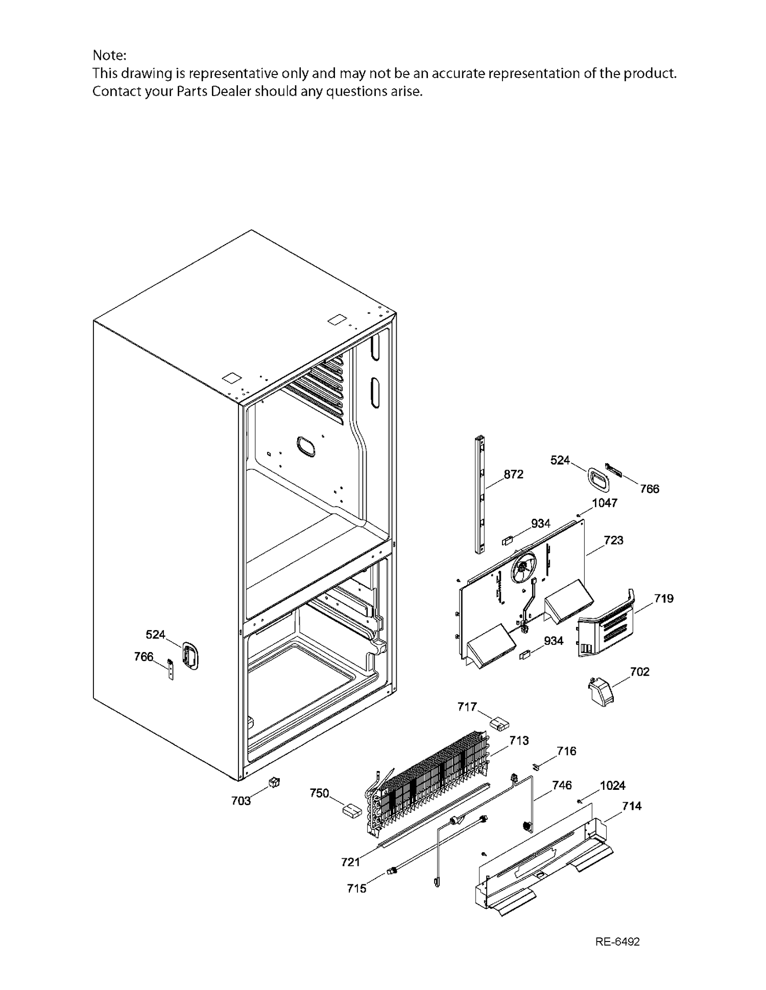 FUNCTIONAL PARTS FZ Diagram and Parts List for PFE24JMKAKES  General Electric Refrigerator