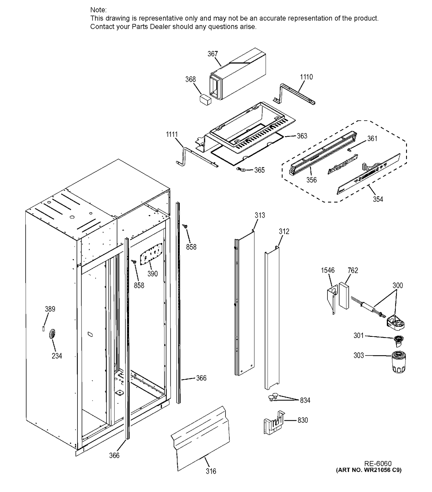 FRESH FOOD SECTION Diagram and Parts List for ZIS420NHB  General Electric Refrigerator