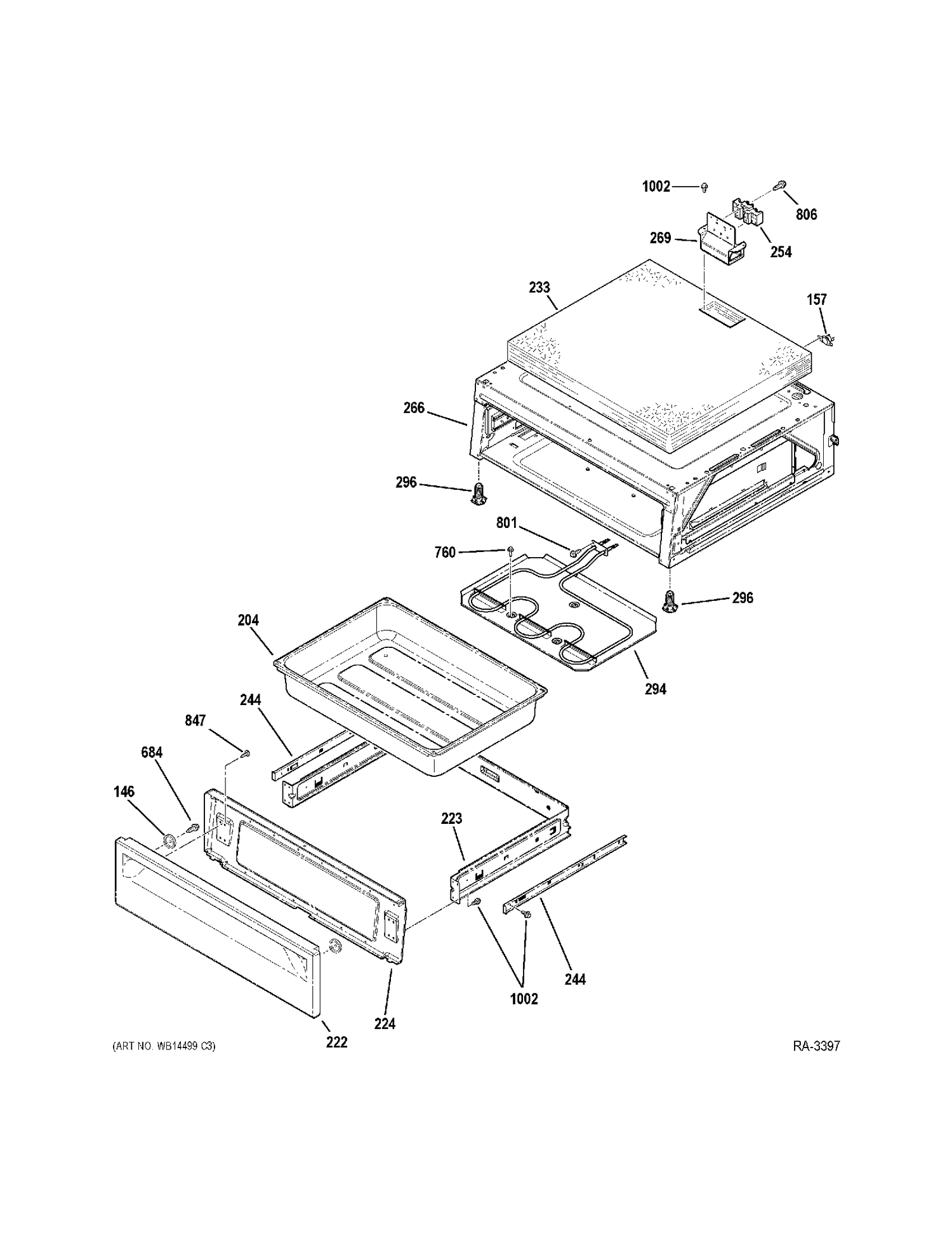 WARMING DRAWER Diagram and Parts List for JCBP81DM3BB  General Electric Range