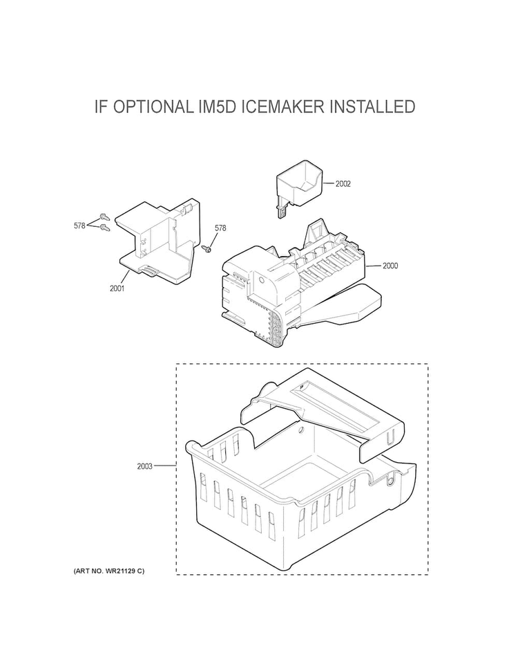 Optional Accessories Diagram and Parts List for DFE28JMKDES  General Electric Refrigerator