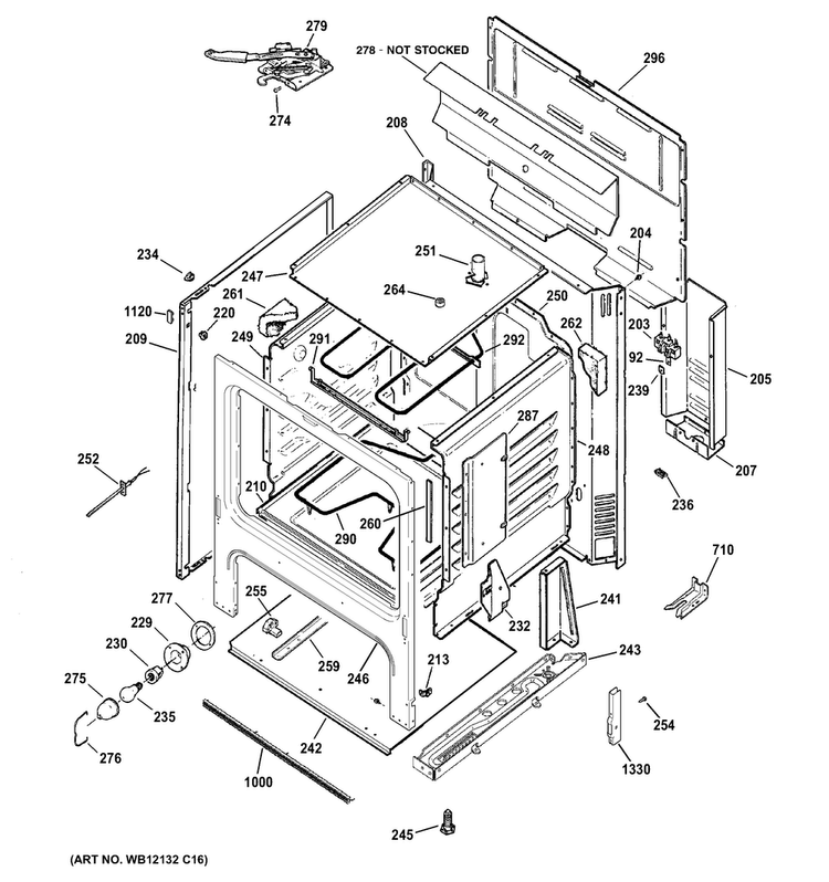 Body Parts Diagram and Parts List for RB757DP2CT  Hotpoint Range