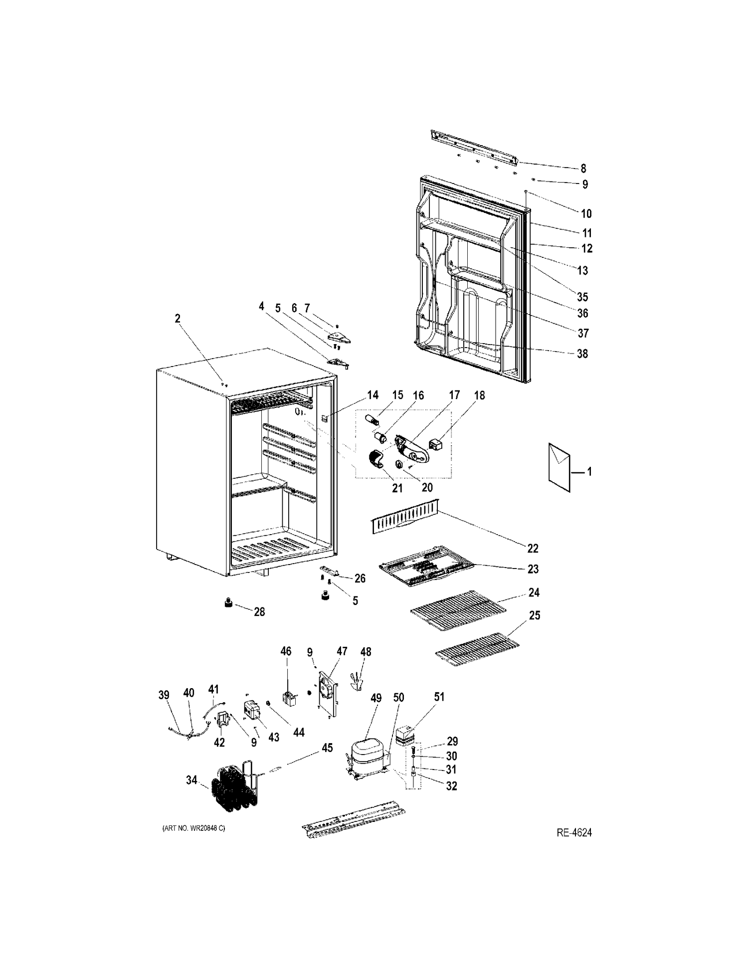 REFRIGERATOR Diagram and Parts List for GMR06AAZAB  General Electric Refrigerator