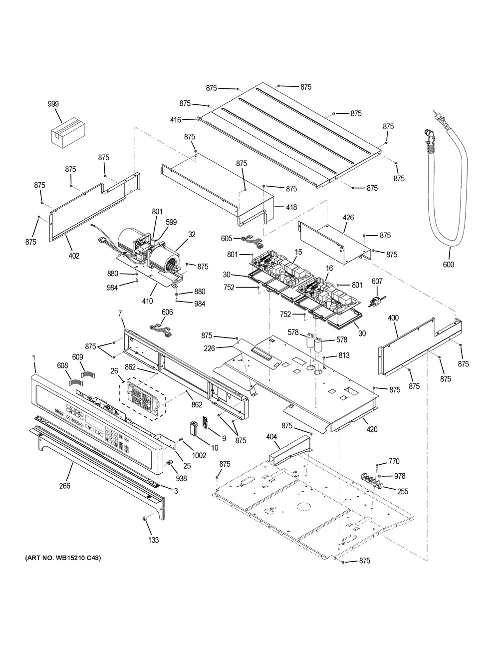 Control Panel Diagram and Parts List for ZET9550SH4SS  General Electric Wall Oven