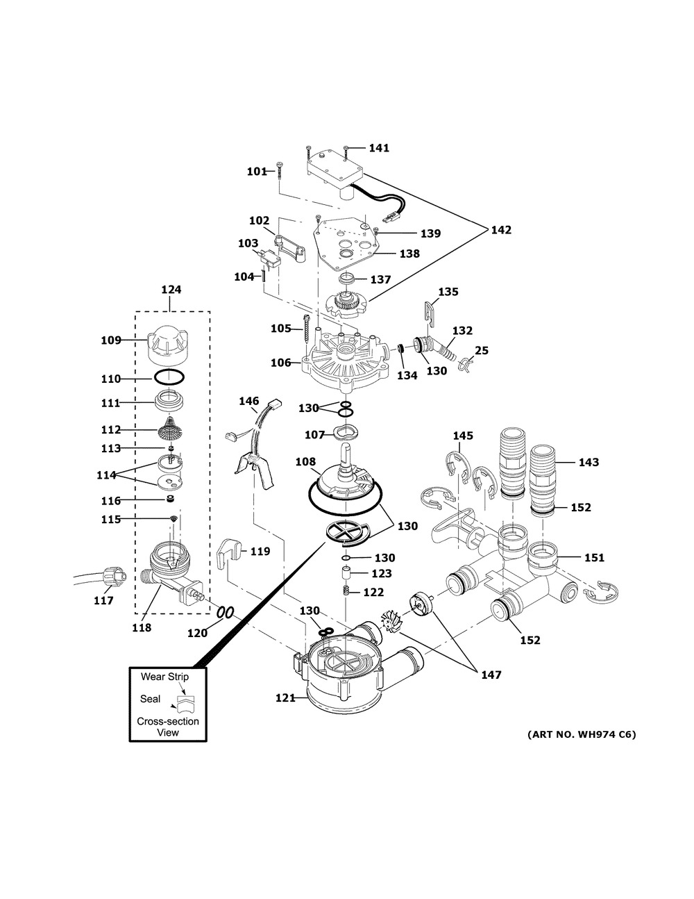Pump Diagram and Parts List for GXSF30V02  General Electric Water Filter System