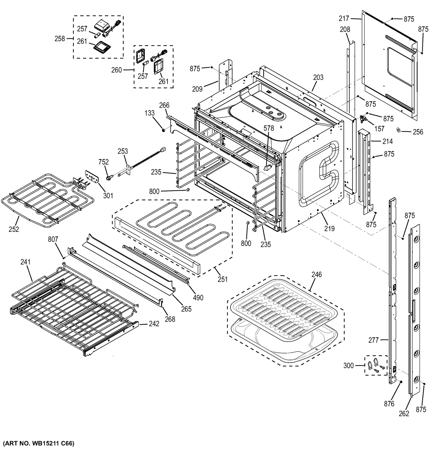UPPER OVEN Diagram and Parts List for ZEK7500SH2SS  General Electric Wall Oven