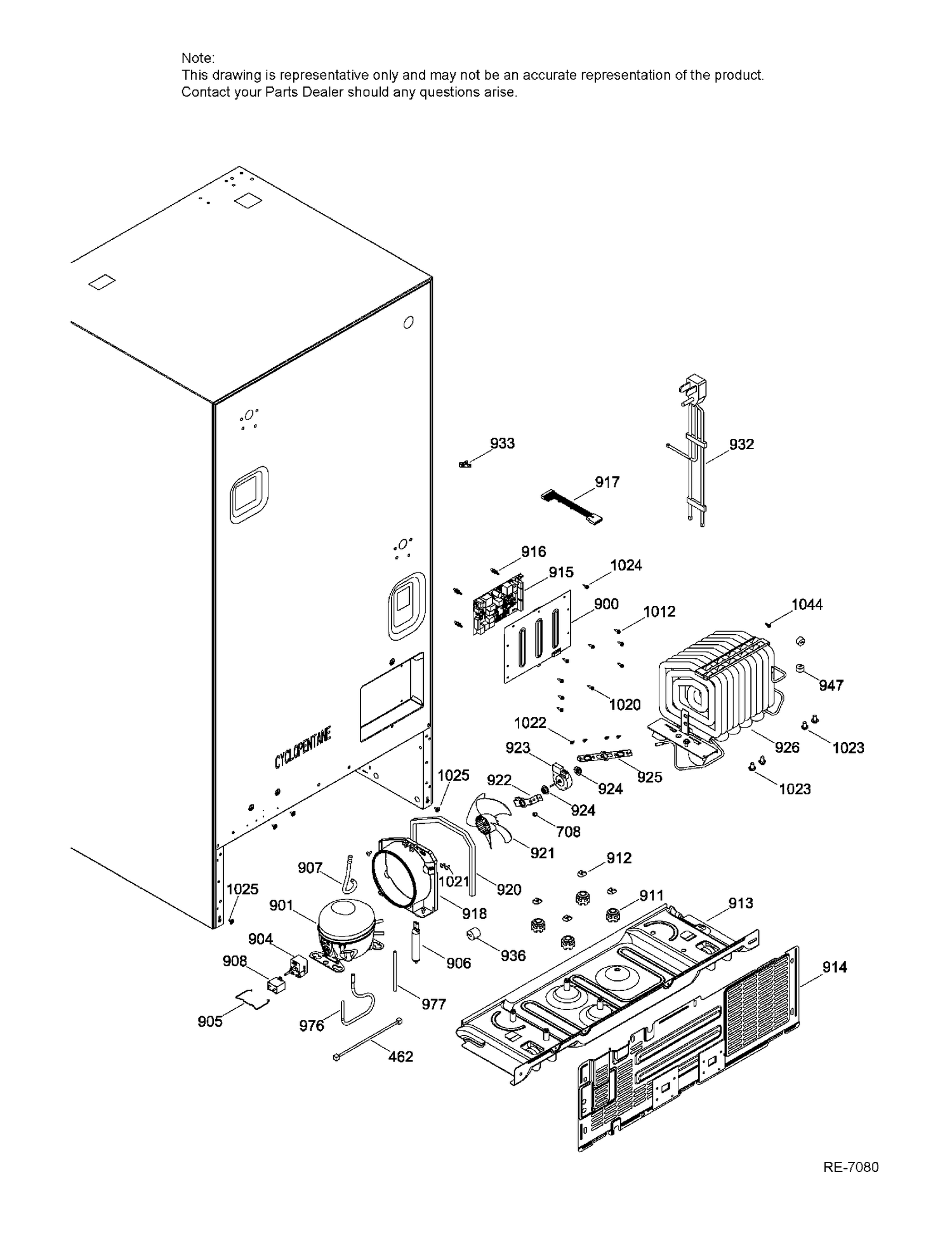SEALED SYSTEM AND MOTHER BOARD Diagram and Parts List for GNE25DSKBKSS  General Electric Refrigerator