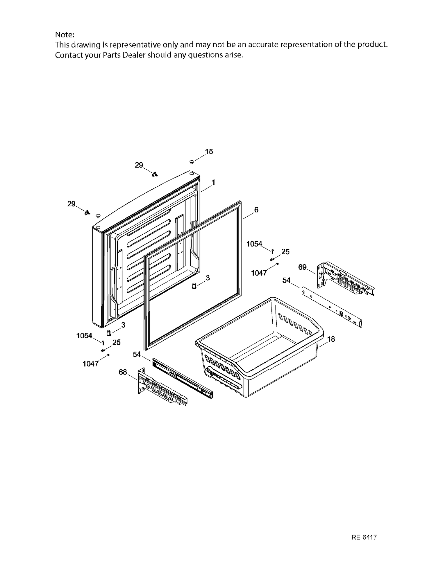 FZ DOOR Diagram and Parts List for GNE21DGKAKWW  General Electric Refrigerator