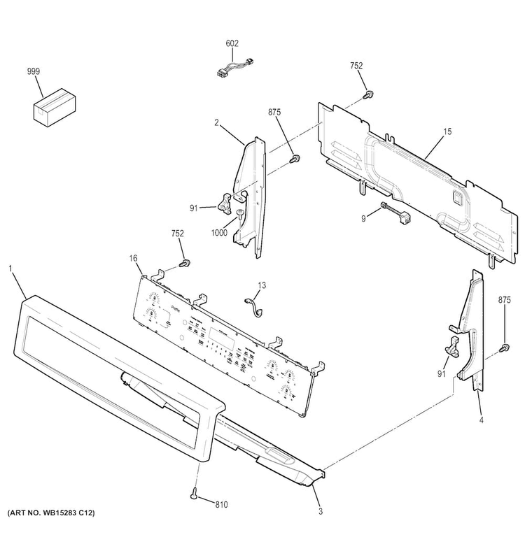 Control Panel Diagram and Parts List for PB911SJ1SS  General Electric Range