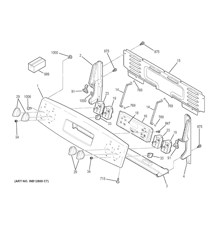 Control Panel Diagram and Parts List for JB250DF2WW  General Electric Range