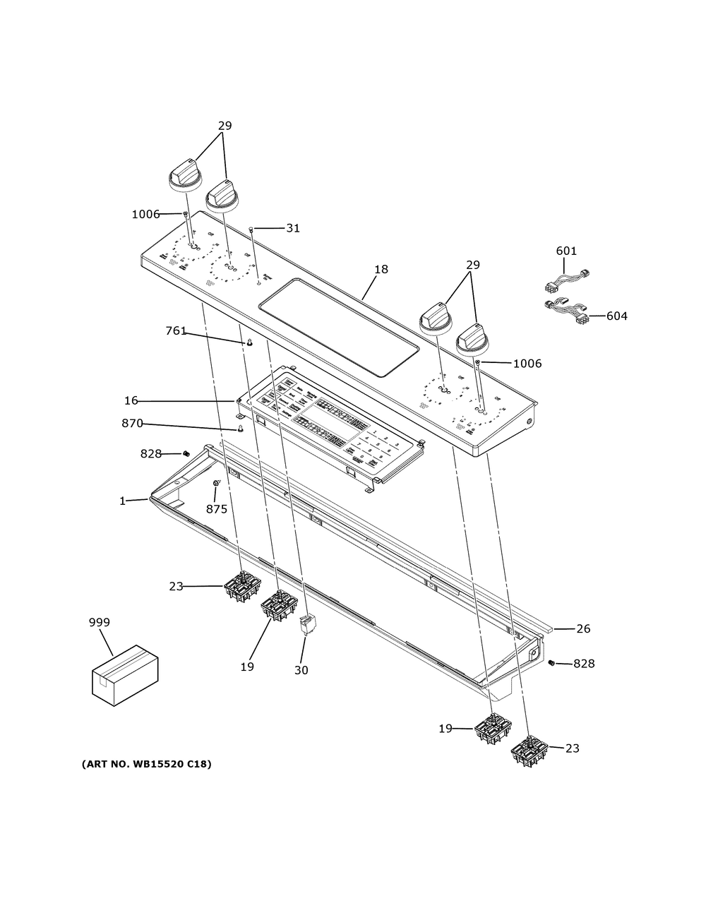 Control Panel Diagram and Parts List for JSS86SP8SS  General Electric Range