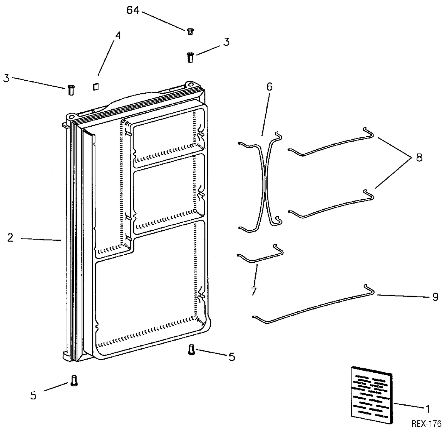 DOOR ASSEMBLY Diagram and Parts List for TAC4SNYAW  General Electric Refrigerator