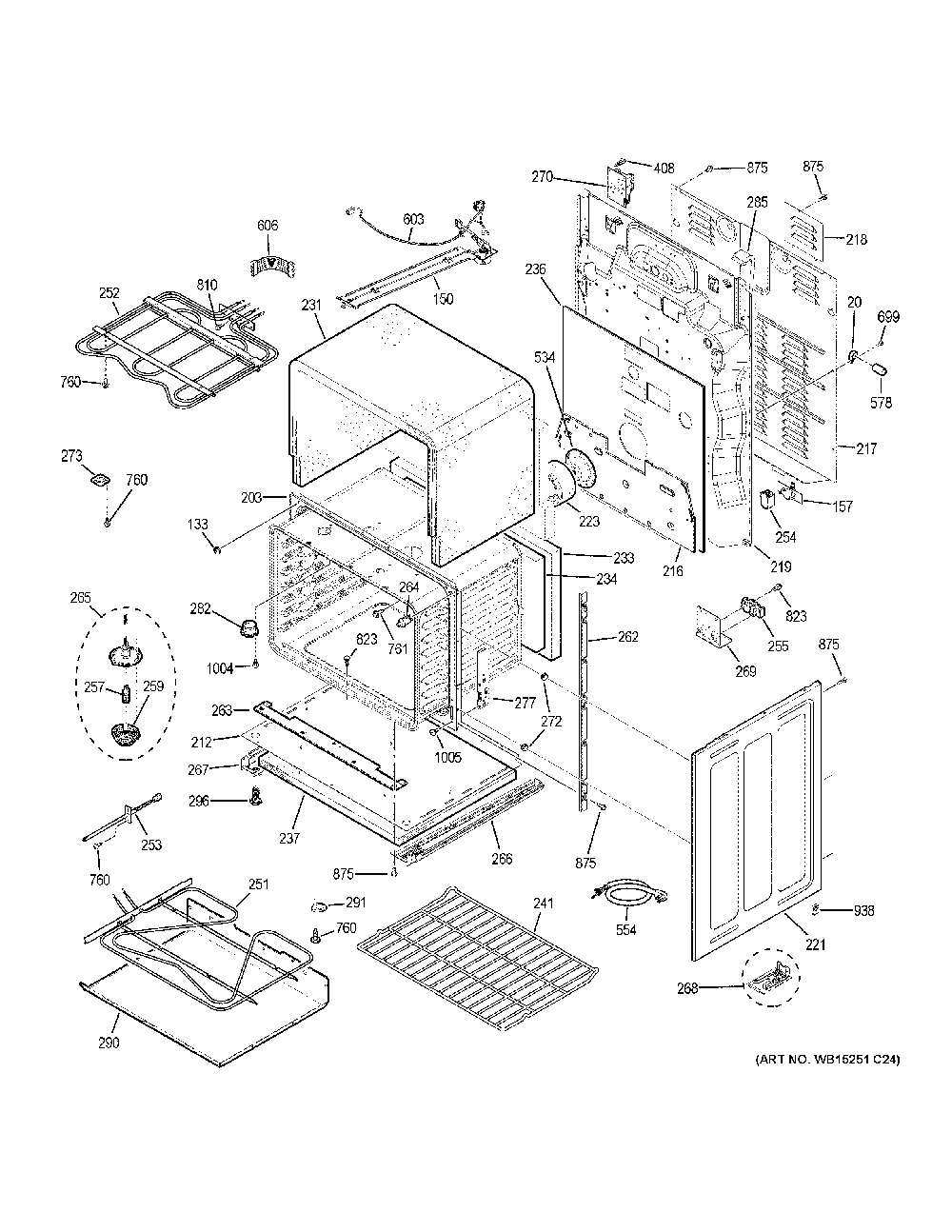 Lower oven Diagram and Parts List for PCB980SJ8SS  General Electric Range