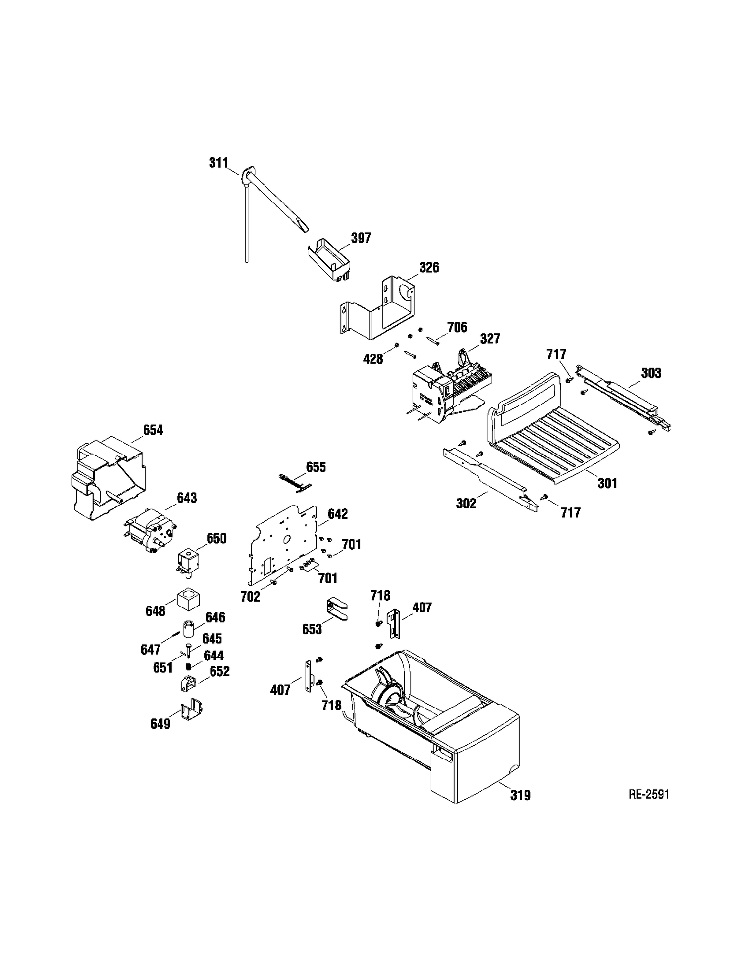 ICE MAKER PARTS Diagram and Parts List for DSR23USTAGS  General Electric Refrigerator