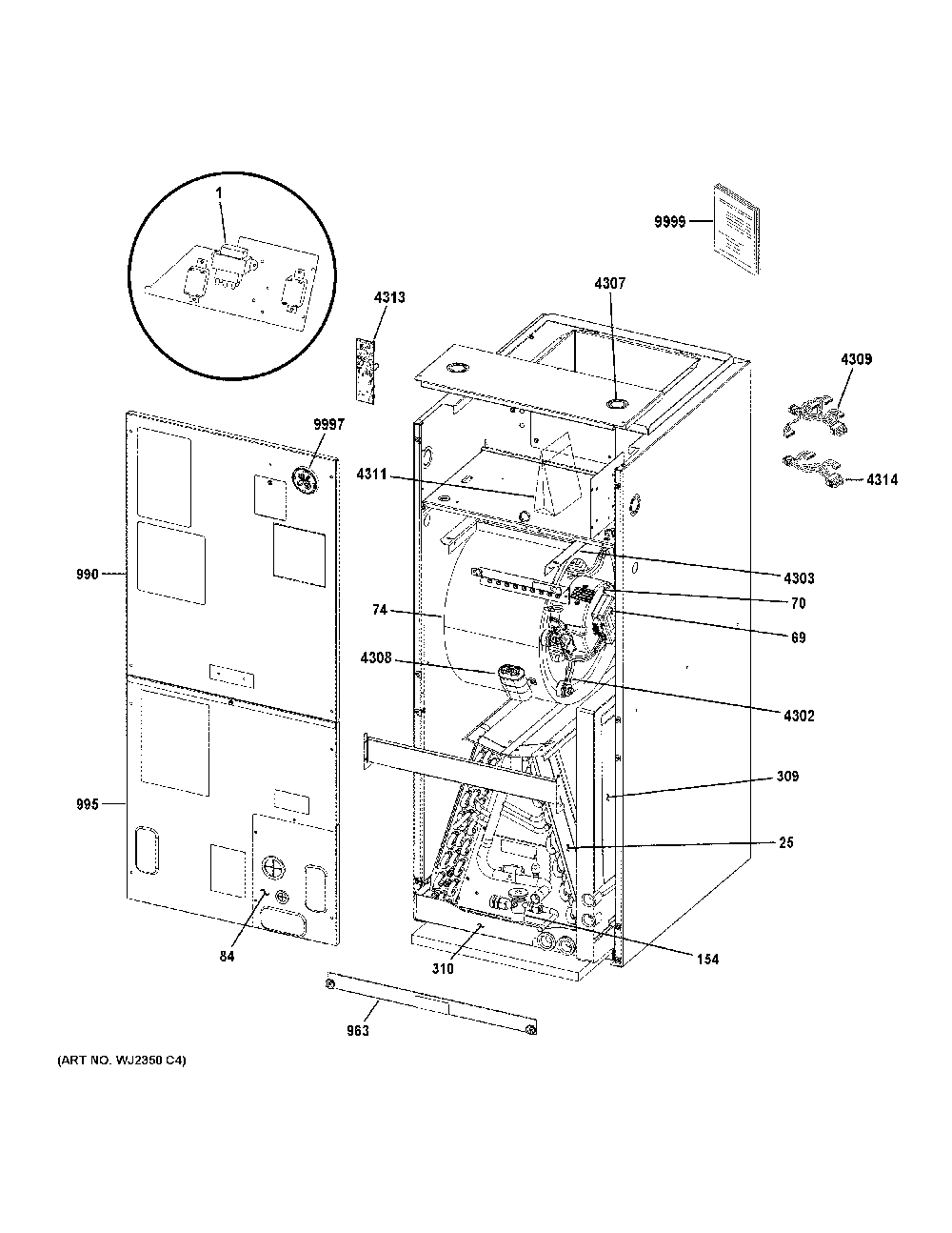 Room Air Conditioner Diagram and Parts List for NAM30V1TA451  General Electric Industrial Fan / Circulator