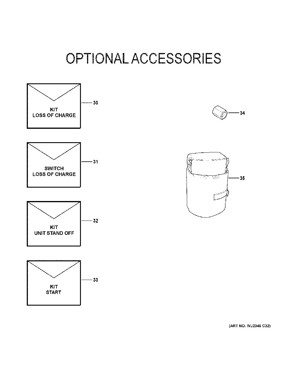 Optional Accessories Diagram and Parts List for NS18A24TA451A  General Electric Air Conditioner