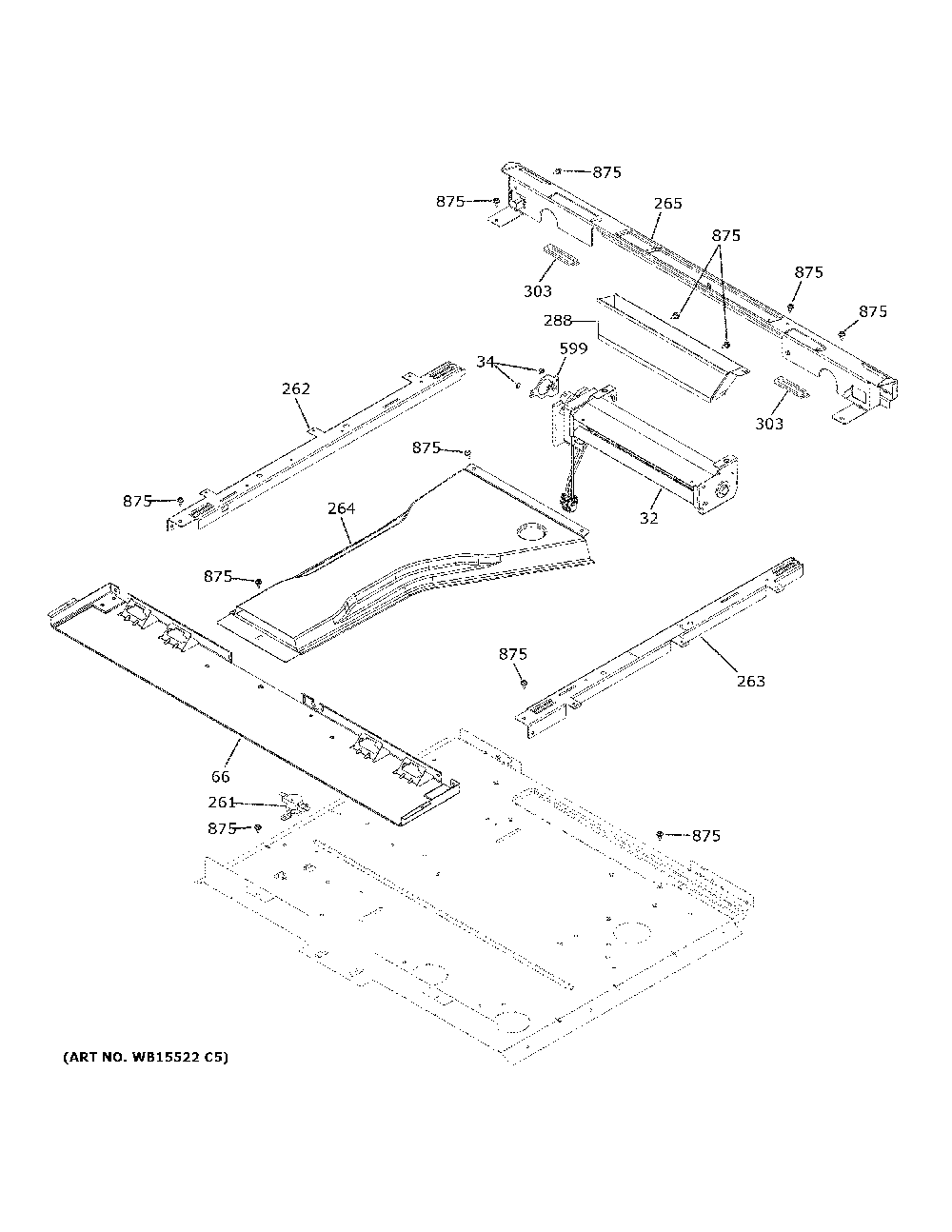 Cooling Fan Diagram and Parts List for JSS86SP4SS  General Electric Range