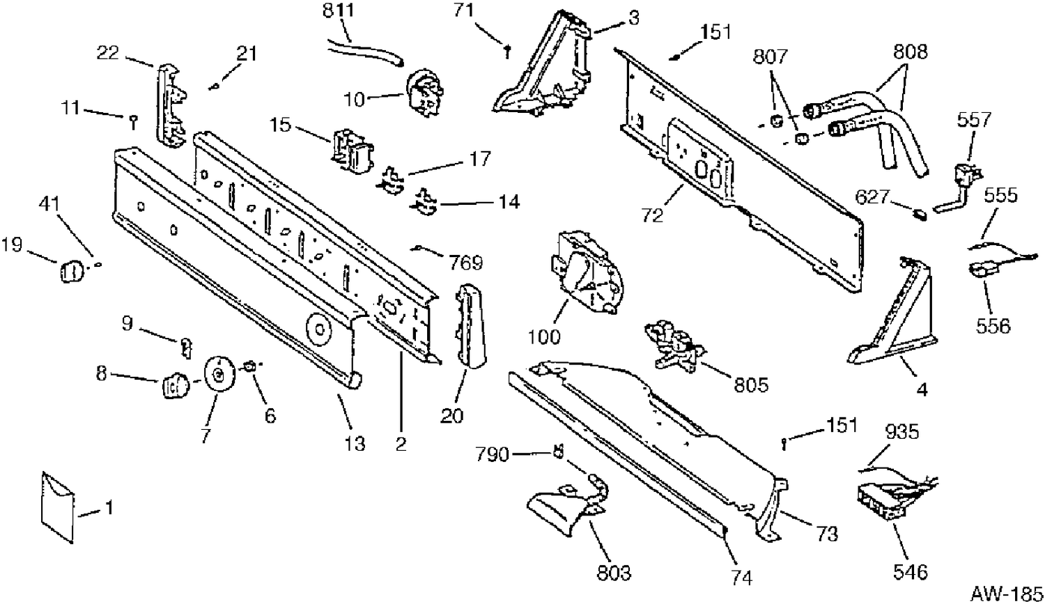 CONTROL PANEL Diagram and Parts List for 59331TAWW  General Electric Washer