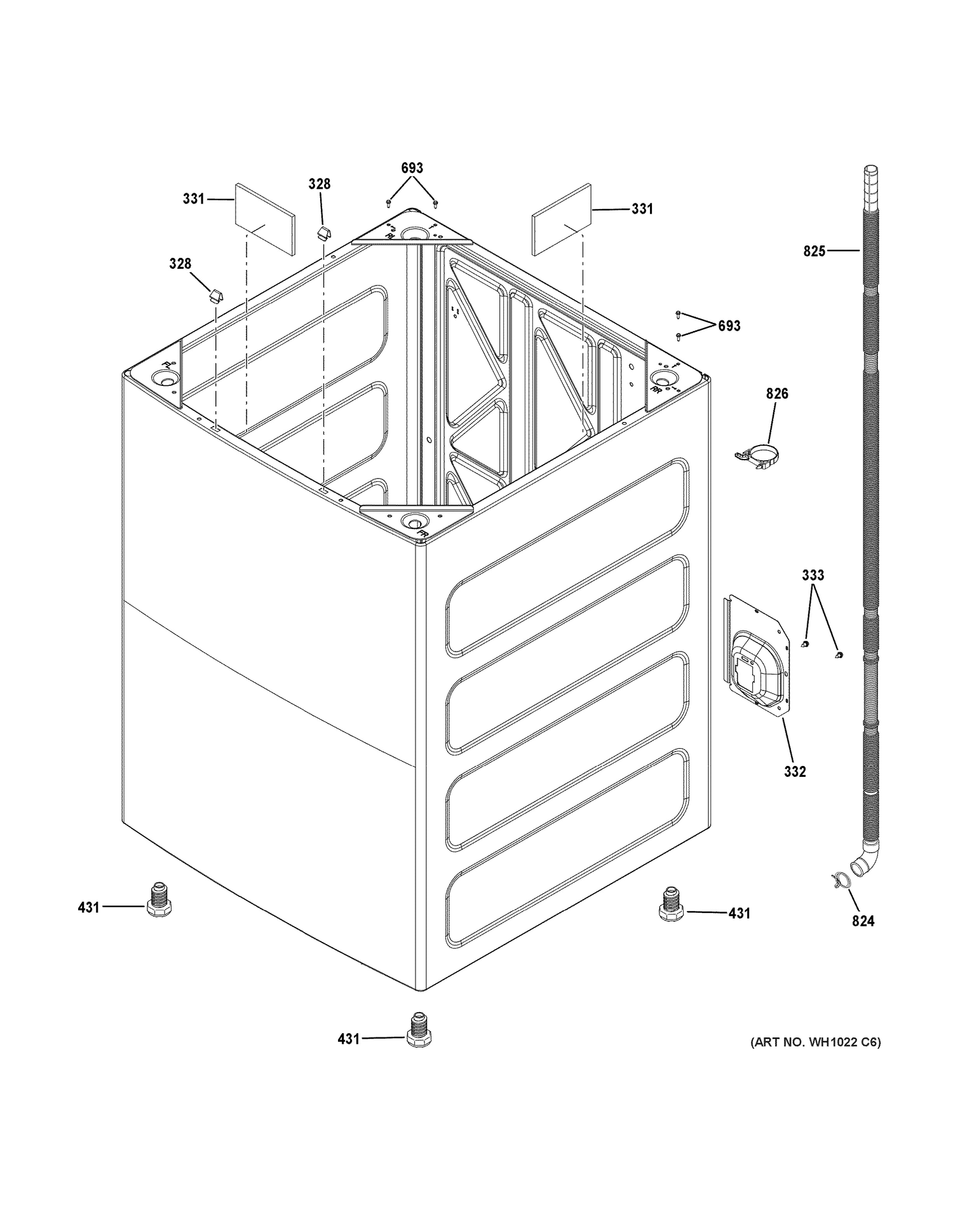 CABINET Diagram and Parts List for GTW220ACK2WW  General Electric Washer