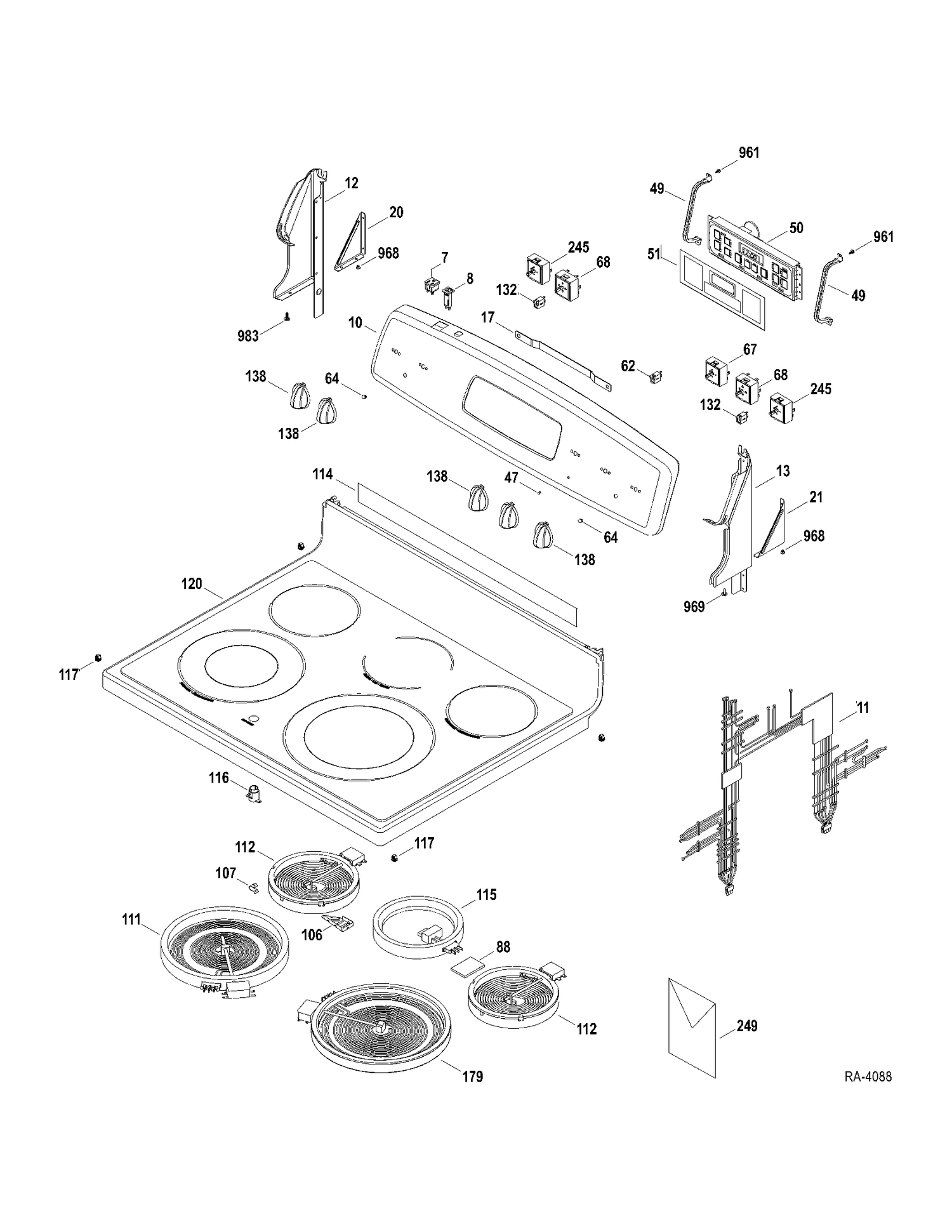CONTROLS-COOKTOP Diagram and Parts List for JCBP80SP3SS  General Electric Range