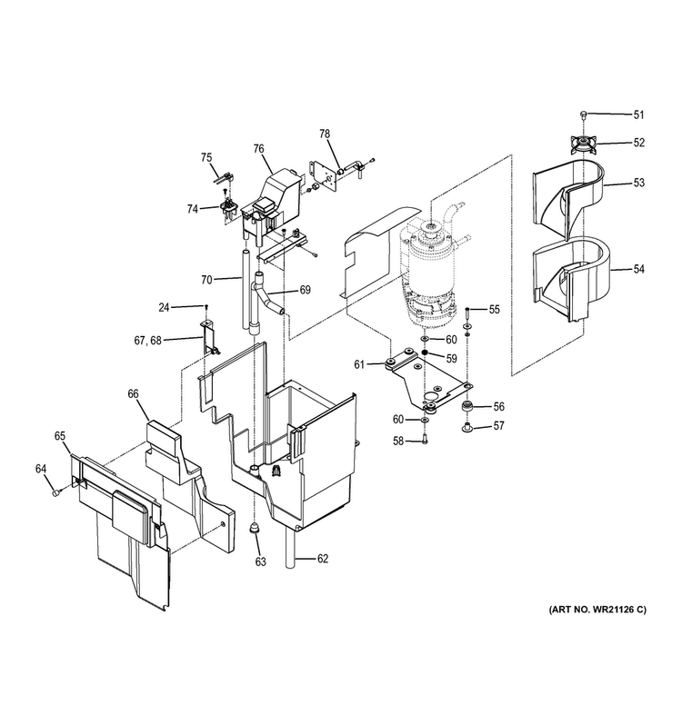 Storage Bin & Ice Chute Diagram and Parts List for UNC15NJBII  General Electric Ice Maker