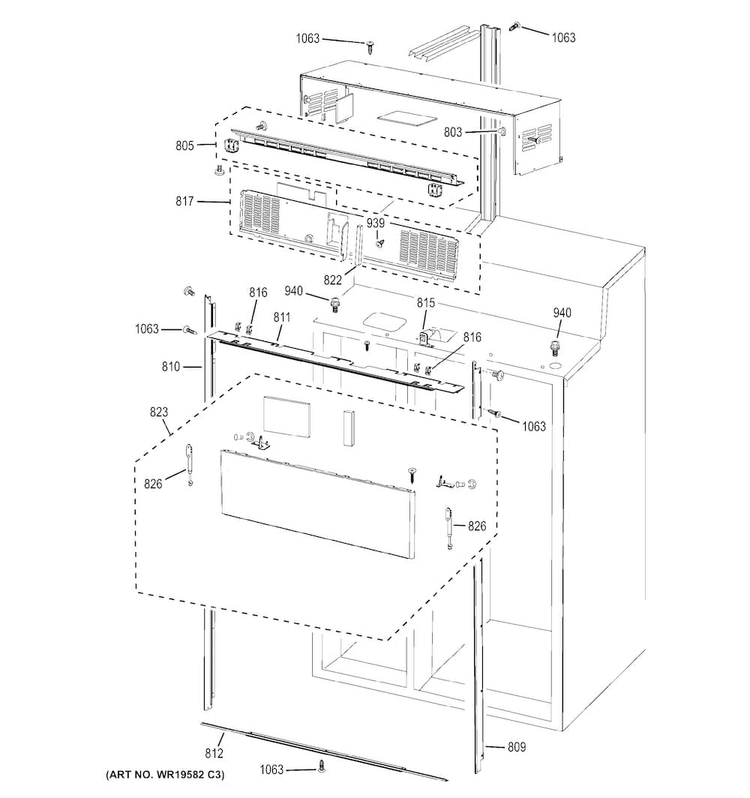 Cabinet Diagram and Parts List for PSB48YSHASS  General Electric Refrigerator
