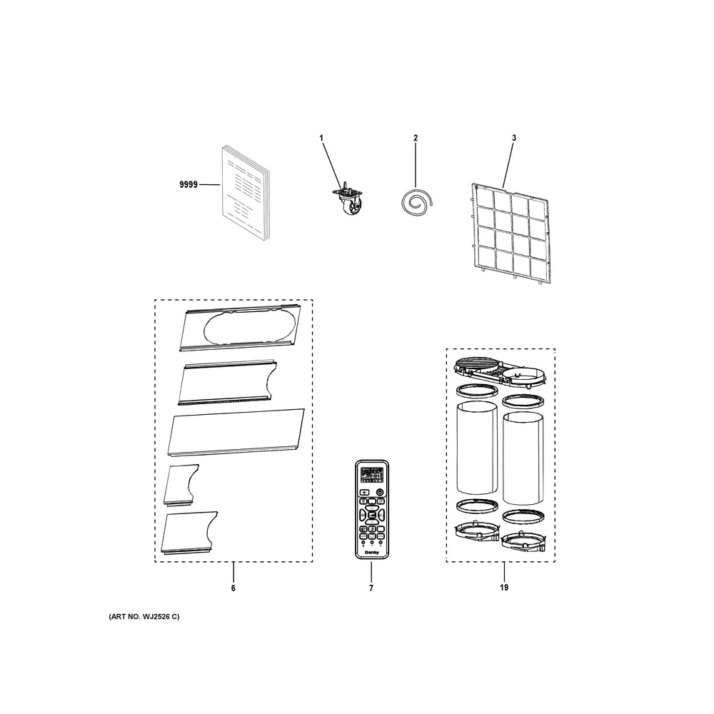 Room Air Conditioner Diagram and Parts List for PPHH12WWF1  General Electric Air Conditioner