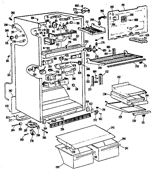 Cabinet Diagram and Parts List for TBX21PKB  General Electric Refrigerator