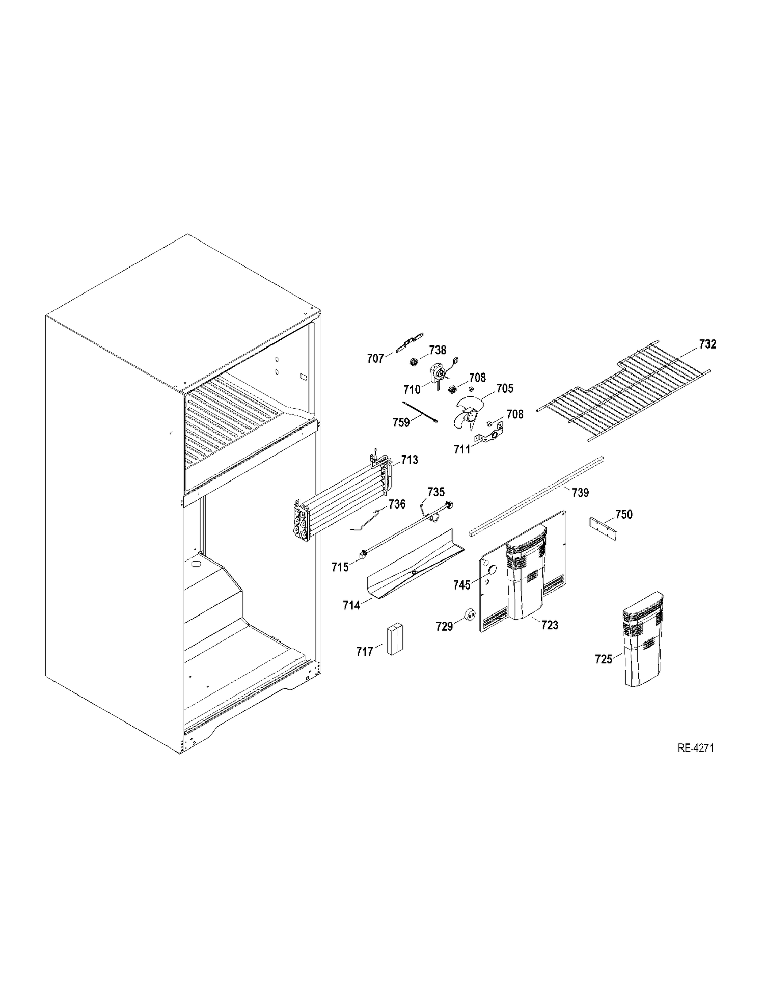 FZ SECTION Diagram and Parts List for GTRS0HBZARBS  General Electric Refrigerator