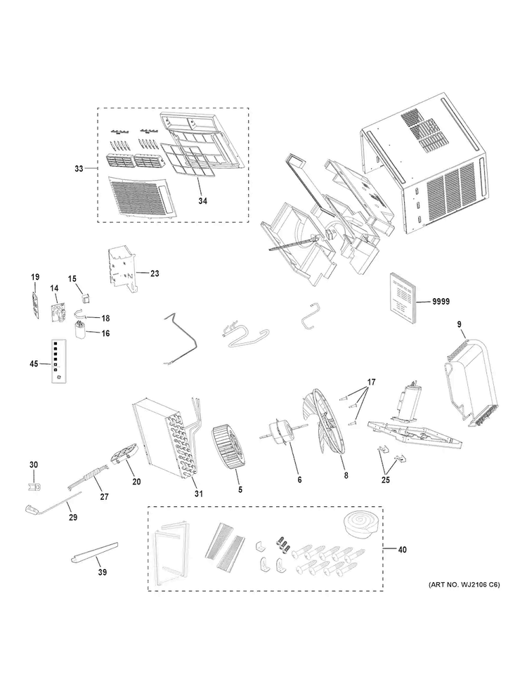 Room Air Conditioner Diagram and Parts List for AHM05LWW1  General Electric Air Conditioner