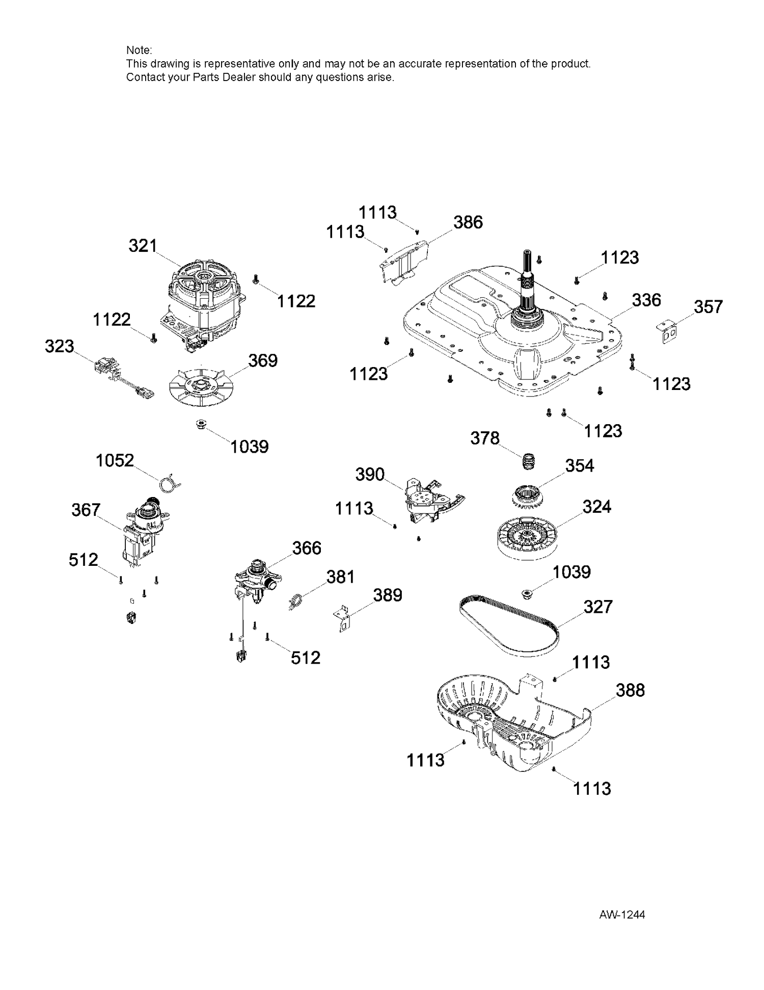 PUMP & DRIVE COMPONENTS Diagram and Parts List for GTW680BMK0DG  General Electric Washer