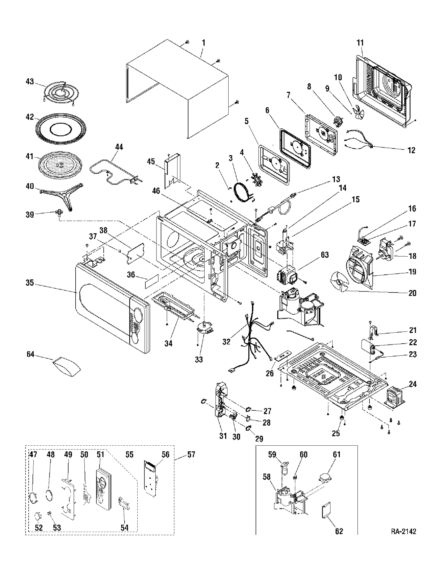 MICROWAVE Diagram and Parts List for JES1290SKC01  General Electric Microwave