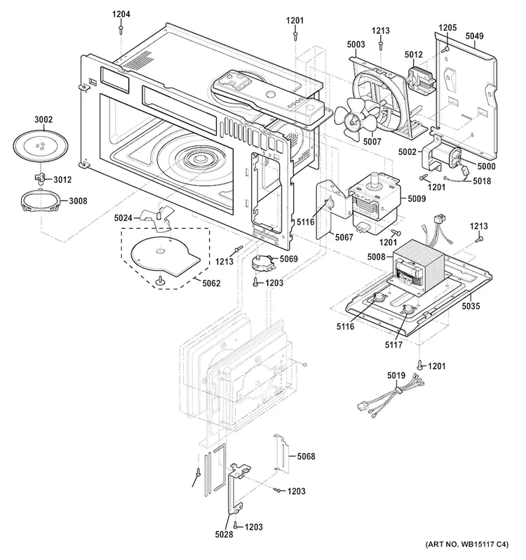 Interior Parts Diagram and Parts List for CVM1750SH1SS  General Electric Microwave