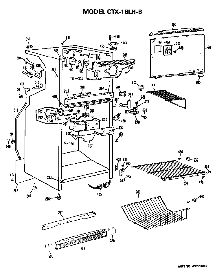 Cabinet Parts Diagram and Parts List for CTX18LHB  Hotpoint Refrigerator